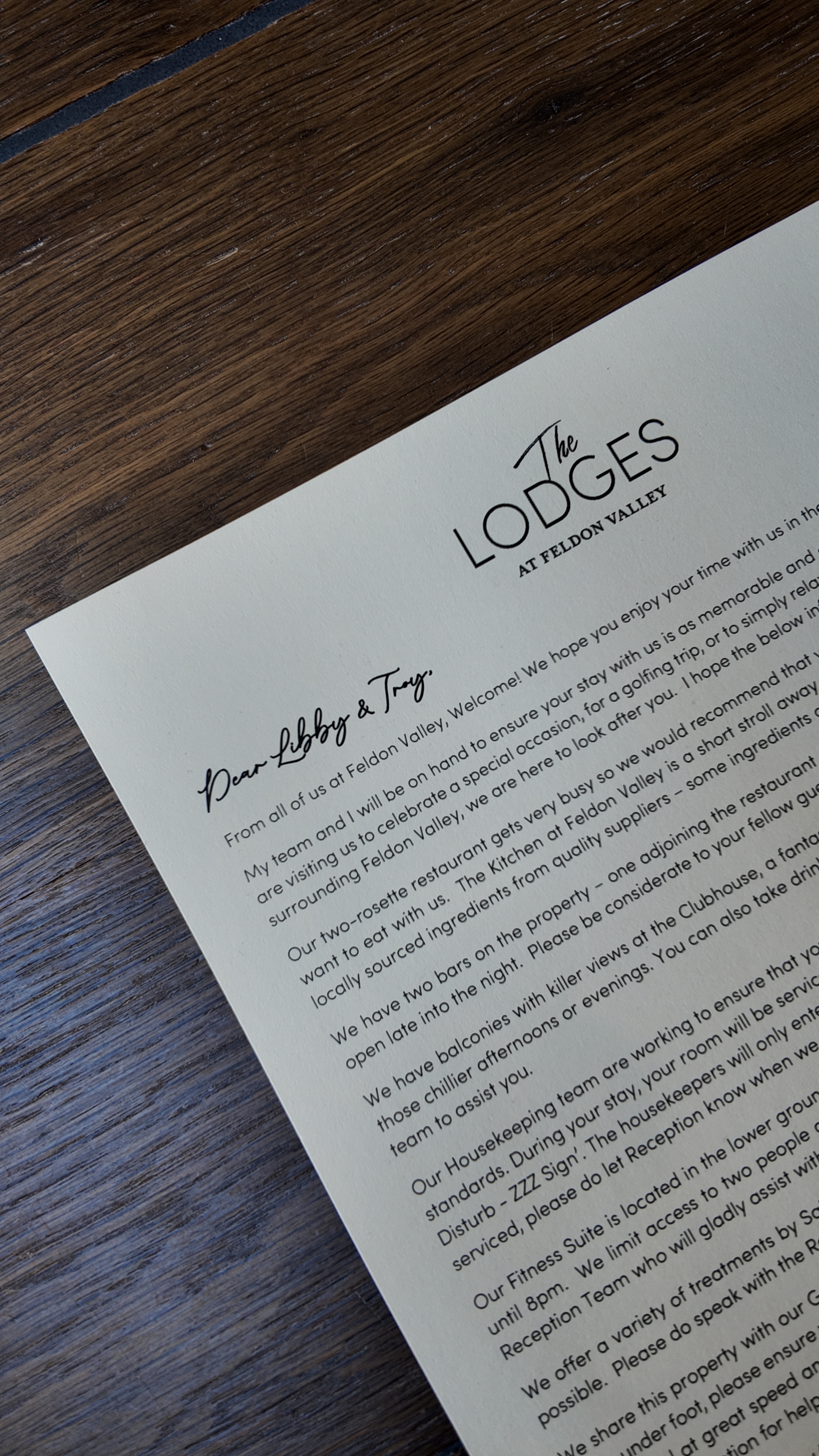 Personal touches elevate an experience. Feldon Valley lodges make this personal touch a reality.